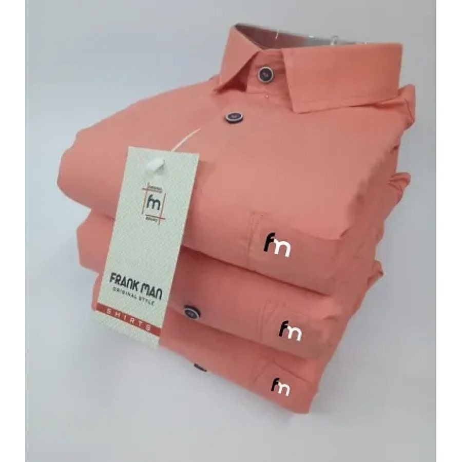 Stylish Cotton Peach Solid Long Sleeves Regular Fit Casual Shirt (Pack Of 1 Pcs)