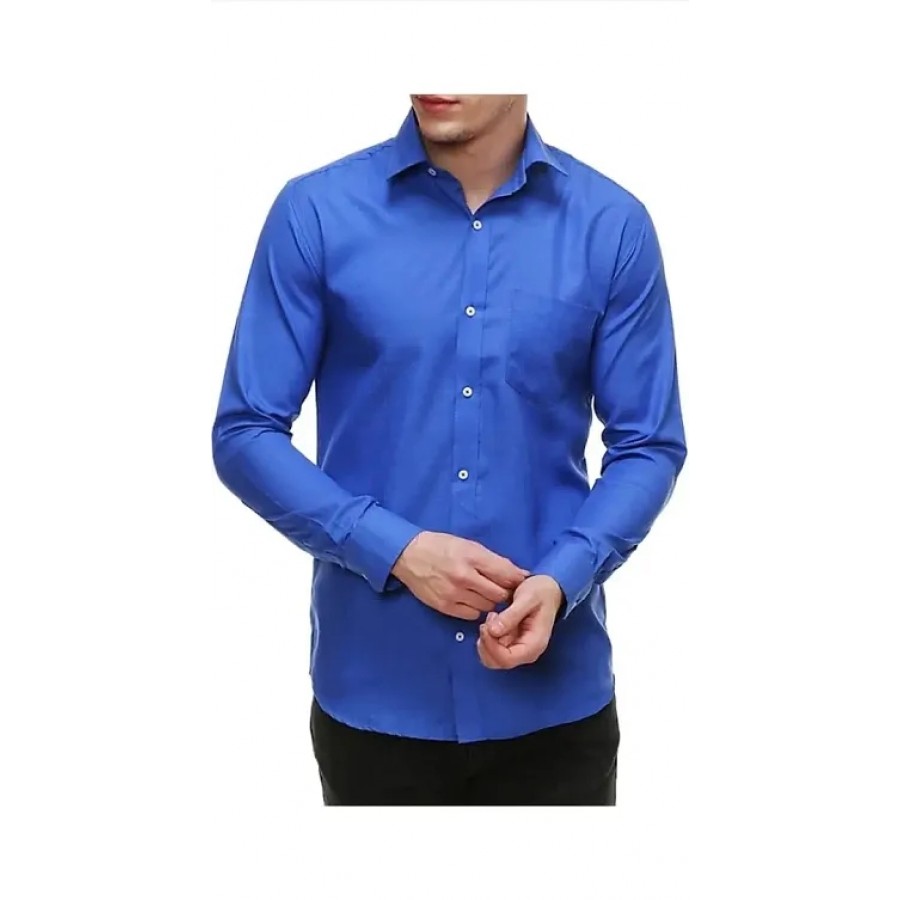 Stylish Cotton Slim Fit Full Sleeves Casual Shirt For Men (Royal Blue)