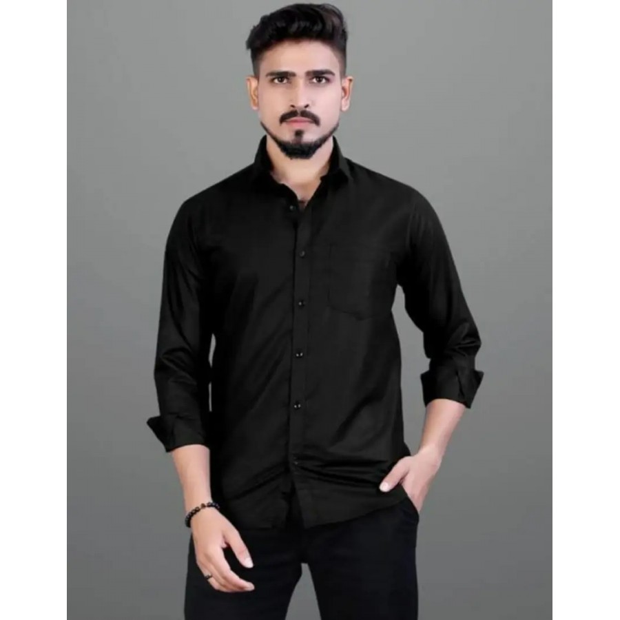 Stylish Cotton Solid Long Sleeve Casual Shirt For Men