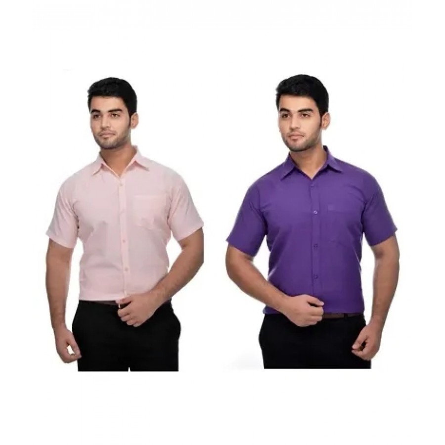 Stylish Cotton Solid Multicoloured Casual Shirt For Men( Pack Of 2 )