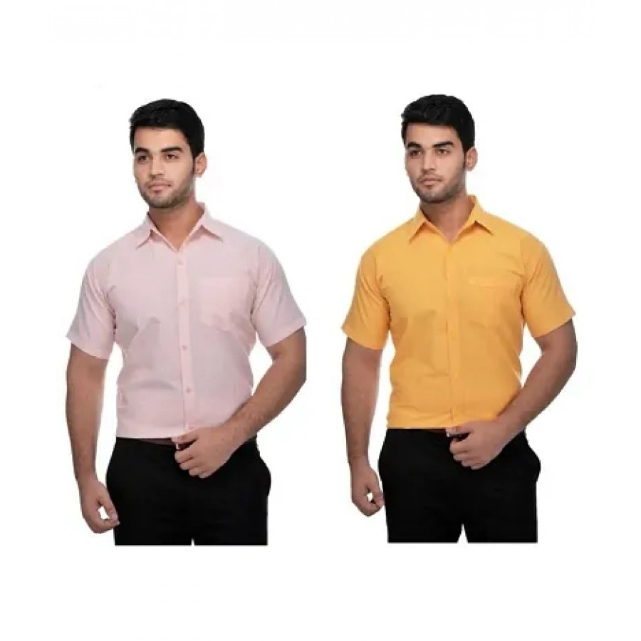 Stylish Cotton Solid Multicoloured Casual Shirt For Men( Pack Of 2 )