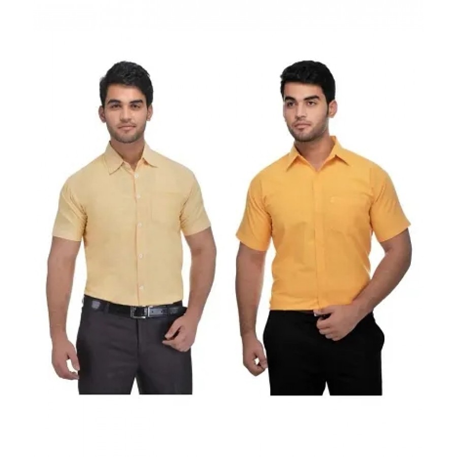 Stylish Cotton Solid Multicoloured Casual Shirt For Men( Pack Of 2 )