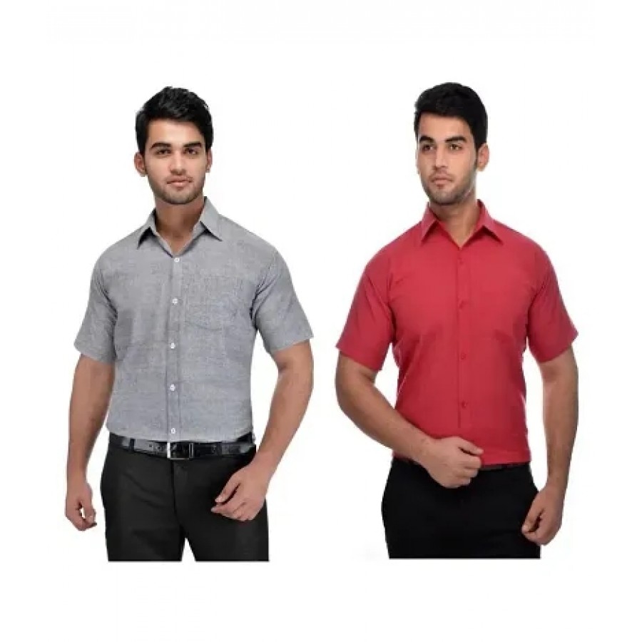 Stylish Cotton Solid Multicoloured Casual Shirt For Men( Pack Of 2 )