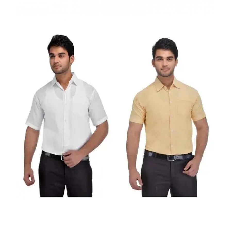 Stylish Cotton Solid Multicoloured Casual Shirt For Men( Pack Of 2 )