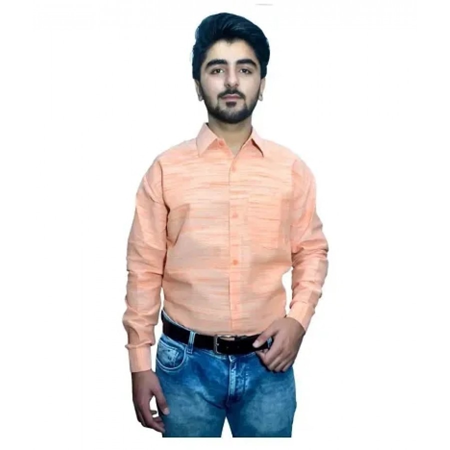 Stylish Cotton Solid Pink Casual Shirt For Men