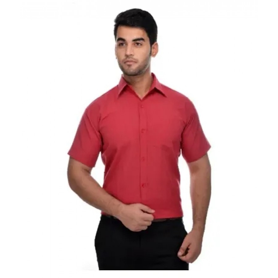 Stylish Cotton Solid Red Casual Shirt For Men