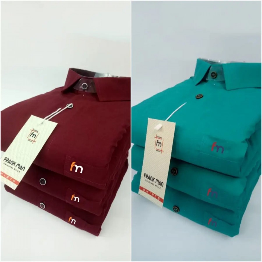 Stylish Fancy Multicoloured Cotton Solid Long Sleeves Casual Shirts Combo For Men Pack Of 2