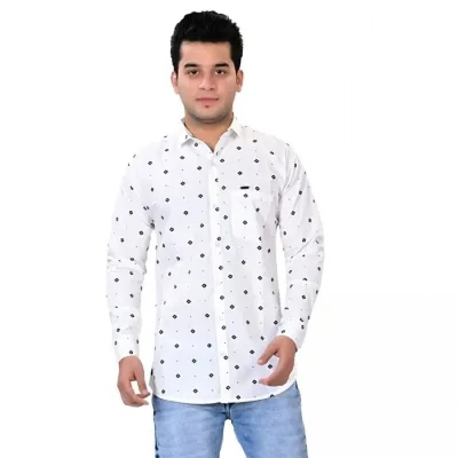 Stylish Fashionable Cotton Blended Printed Casual Shirts For Men