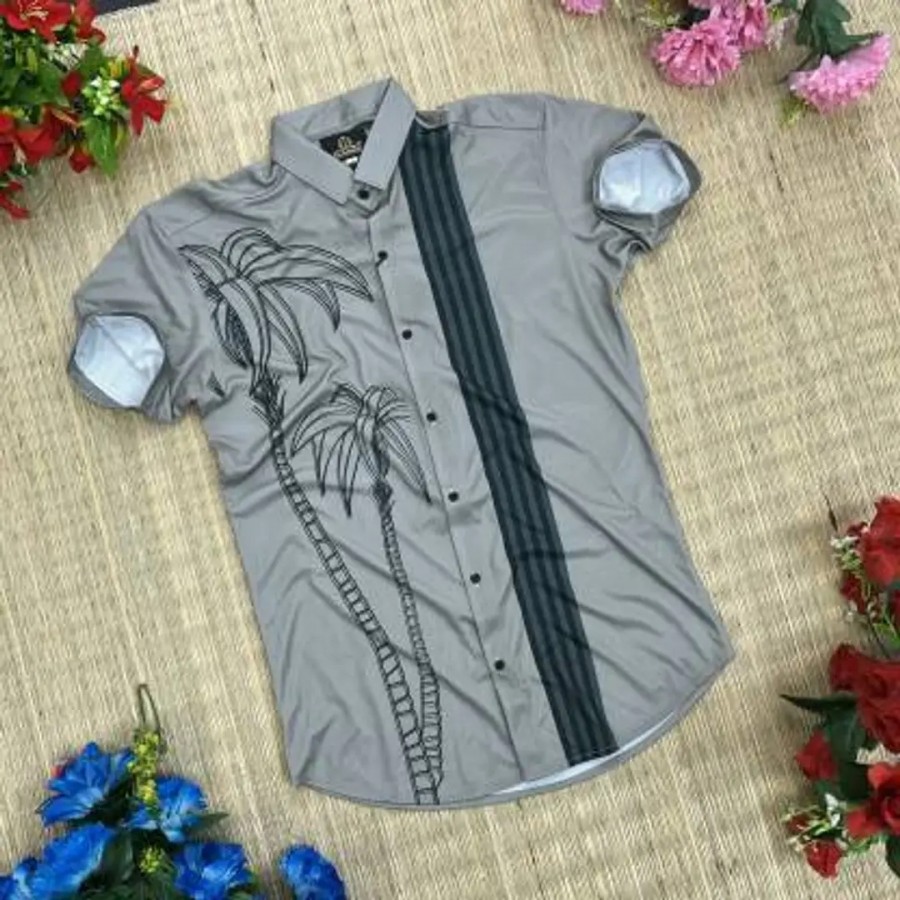 Stylish Men Polyester Short Sleeves Regular Fit Casual Shirt