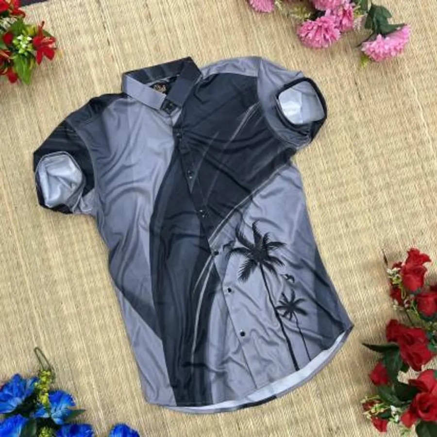 Stylish Men Polyester Short Sleeves Regular Fit Casual Shirt