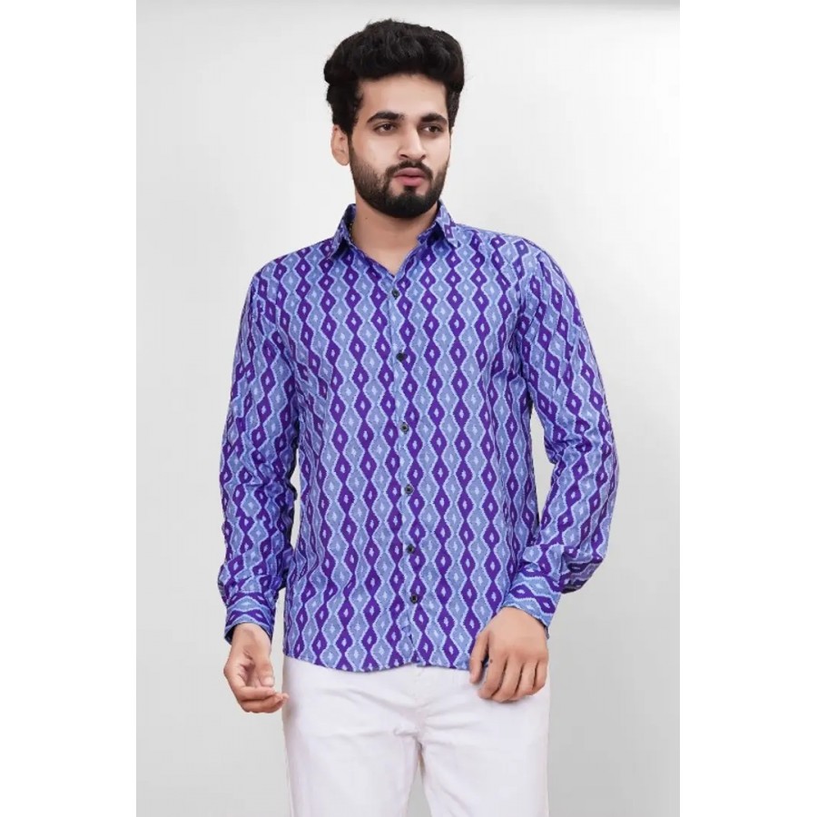 Stylish Polycotton Printed Full Sleeve Shirt For Men