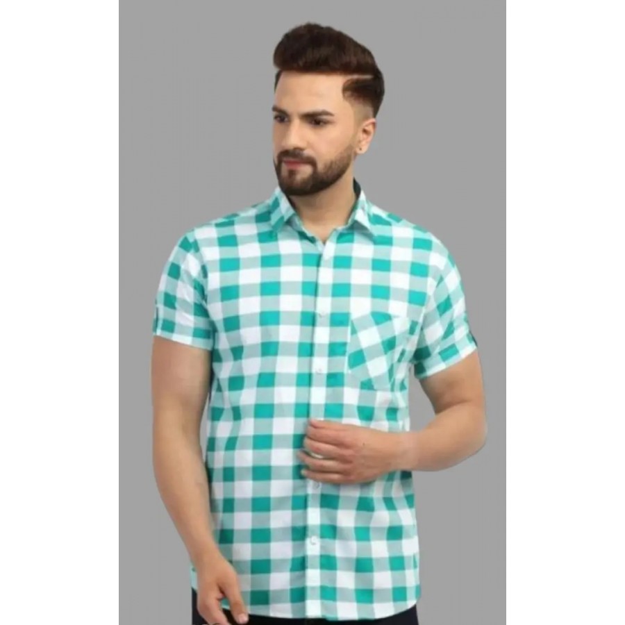 Stylish Premium Cotton Printed Mens Shirt / Designer checks SHIRT / Mens Cotton CHECKS Half Sleeve Shirts.Pack of 1