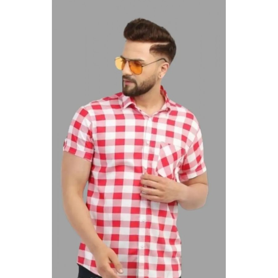 Stylish Premium Cotton Printed Mens Shirt / Designer checks SHIRT / Mens Cotton CHECKS Half Sleeve Shirts.Pack of 1