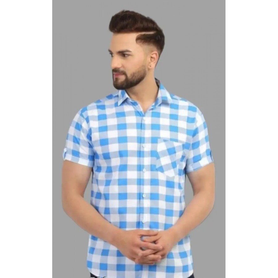 Stylish Premium Cotton Printed Mens Shirt / Designer checks SHIRT / Mens Cotton CHECKS Half Sleeve Shirts.Pack of 1