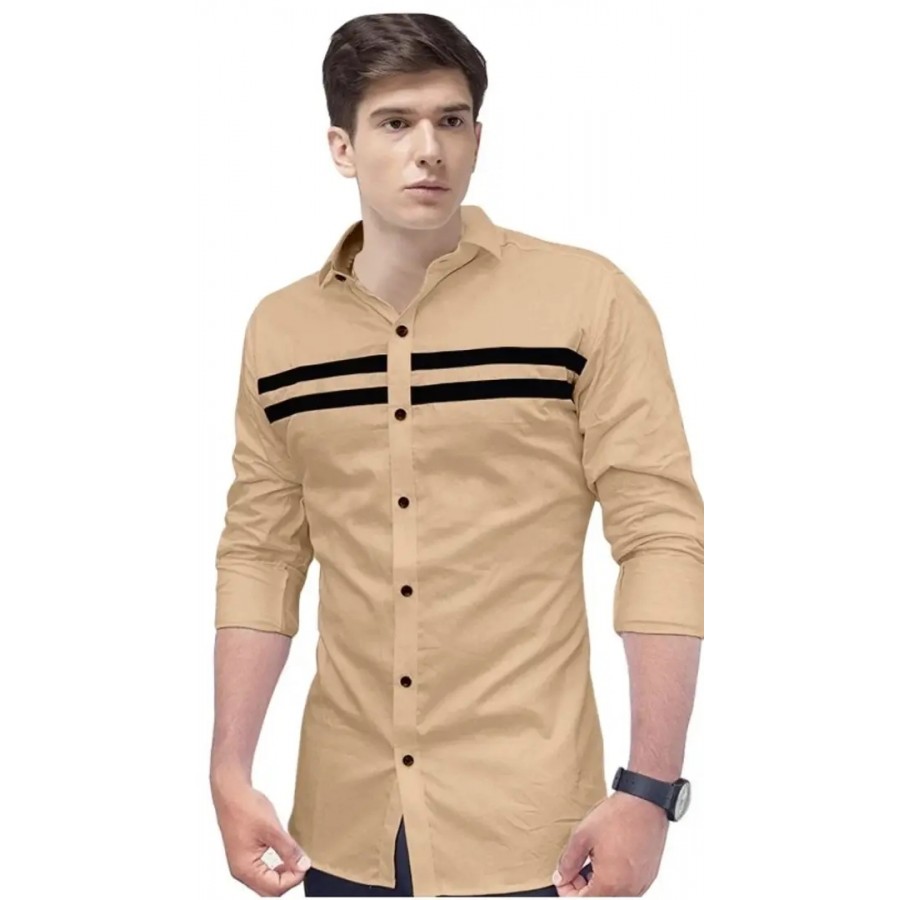 Stylish Striped Slim Fit Cotton Long Sleeves Casual Shirt for Men