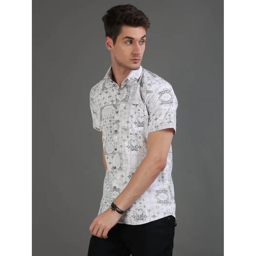 Stylish White Cotton Casual Shirts For Men