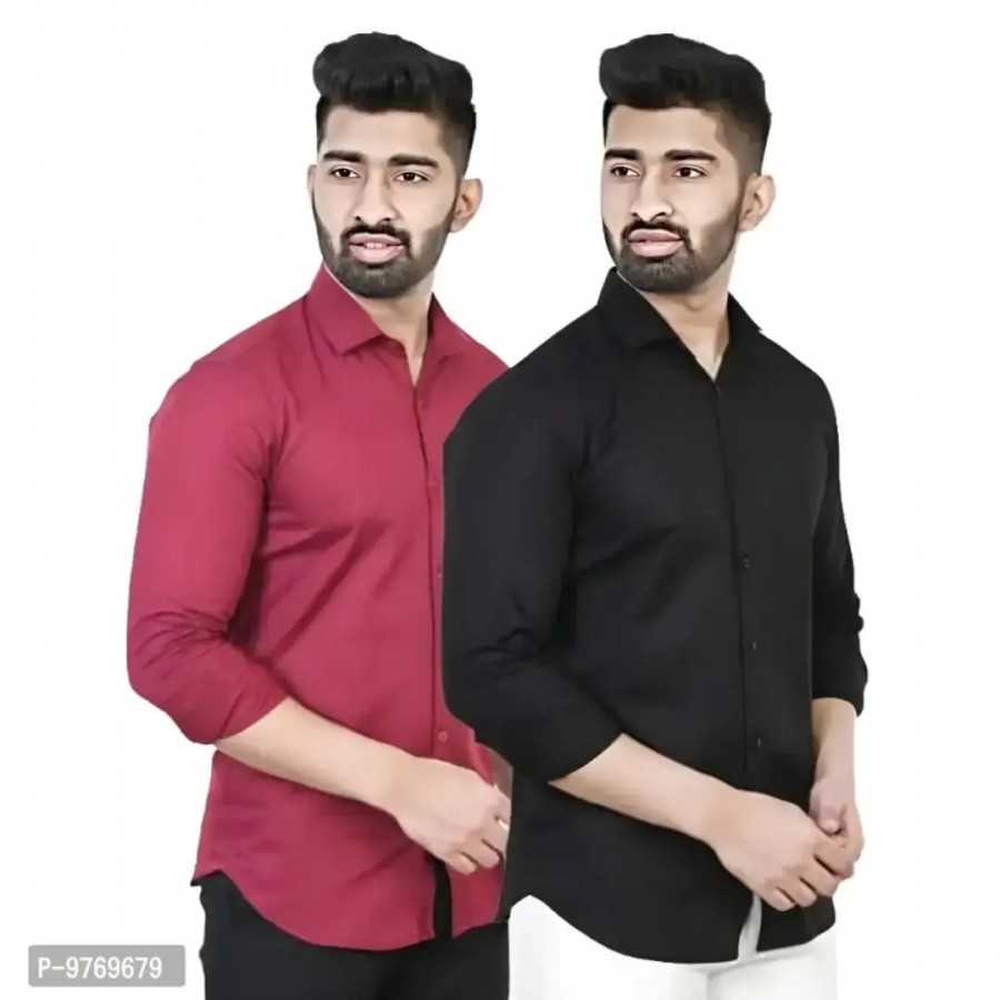 Stylish Attractive Solid Casual Plain shirts for Men COMBO OF 2