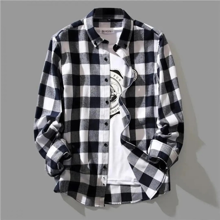 Stylish Black Checked Long Sleeves Shirt For Men