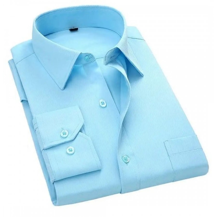 Stylish Blue Solid Long Sleeves Shirt For Men