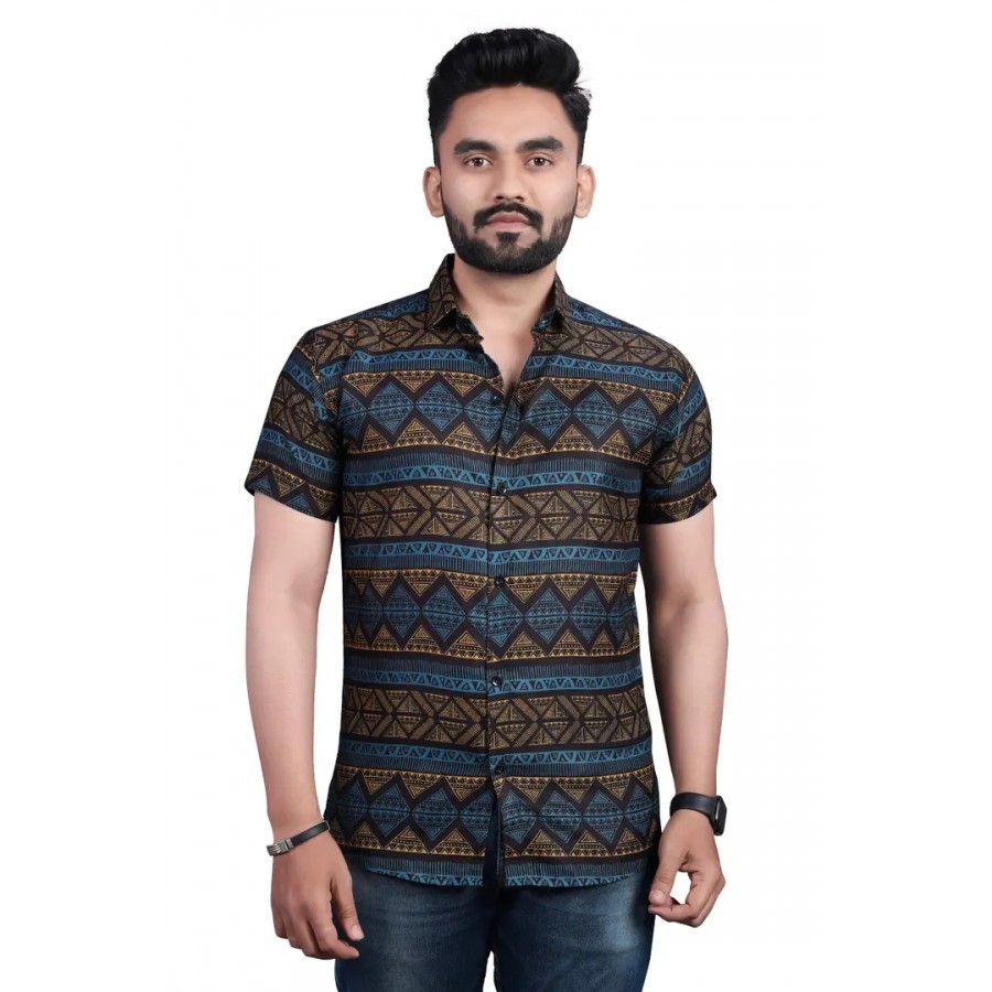 Stylish Cotton Blend Printed Shirt For Men