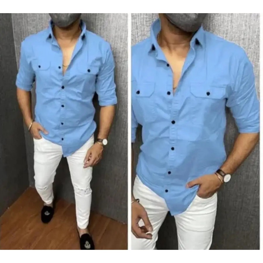 Stylish Cotton Double Pocket Shirts For Men Cargo Shirts