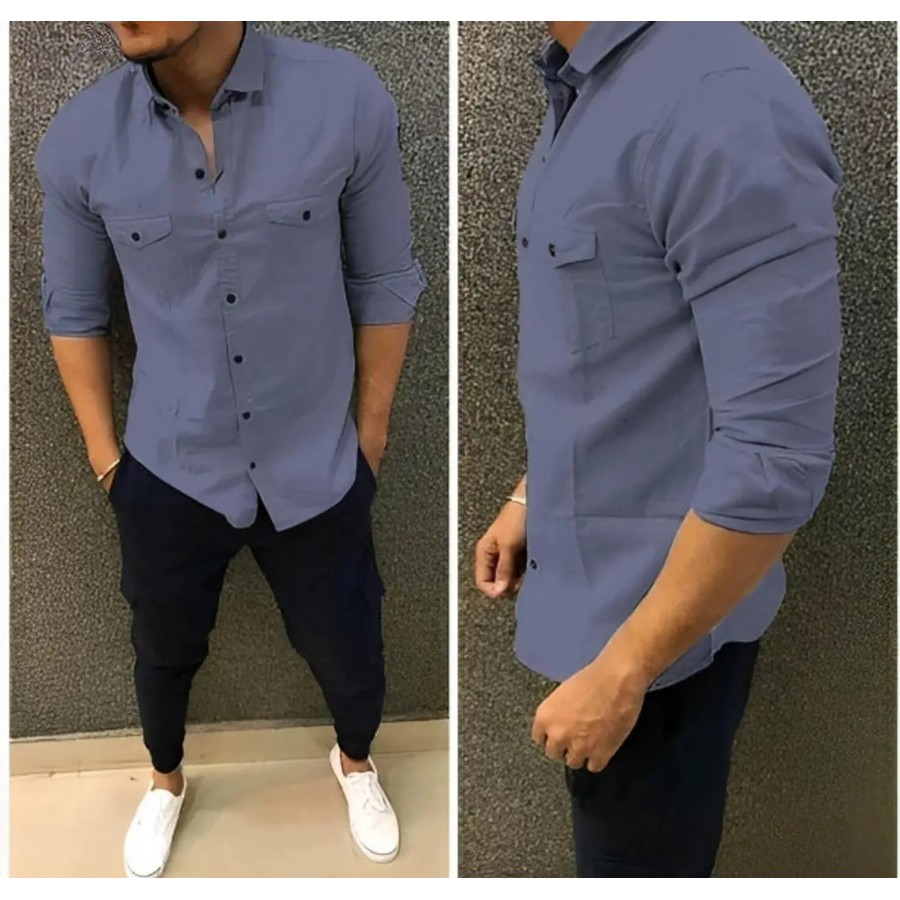 Stylish Cotton Double Pocket Shirts For Men Cargo Shirts