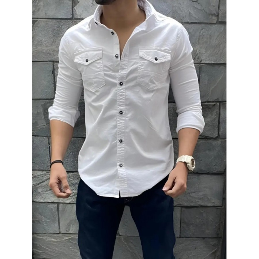 Stylish Cotton Double Pocket Shirts For Men Cargo Shirts