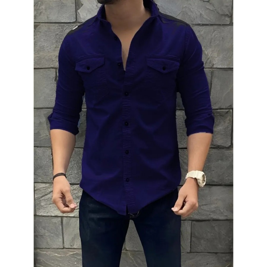 Stylish Cotton Double Pocket Shirts For Men Cargo Shirts