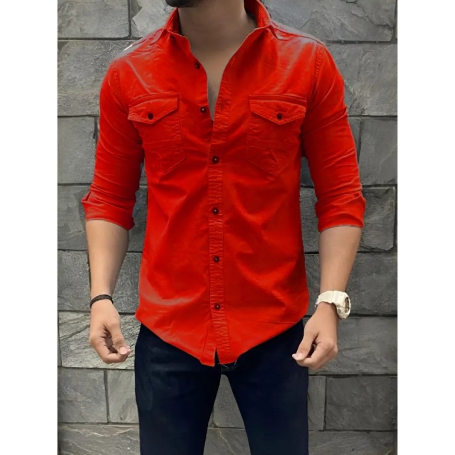 Stylish Cotton Double Pocket Shirts For Men Cargo Shirts