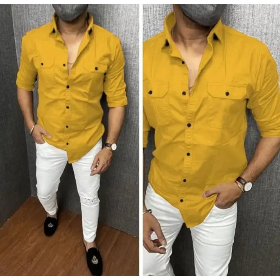 Stylish Cotton Double Pocket Shirts For Men Cargo Shirts