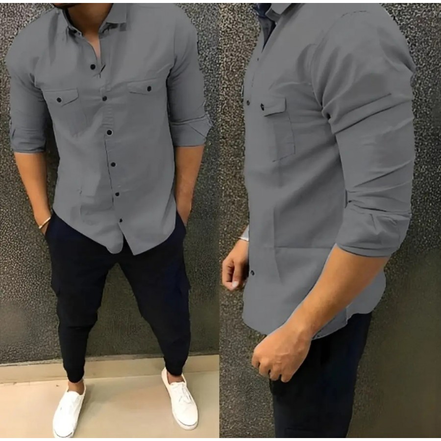 Stylish Cotton Double Pocket Shirts For Men Cargo Shirts