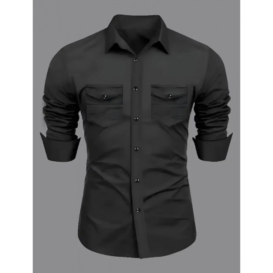 Stylish Cotton Double Pocket Shirts For Men Cargo Shirts