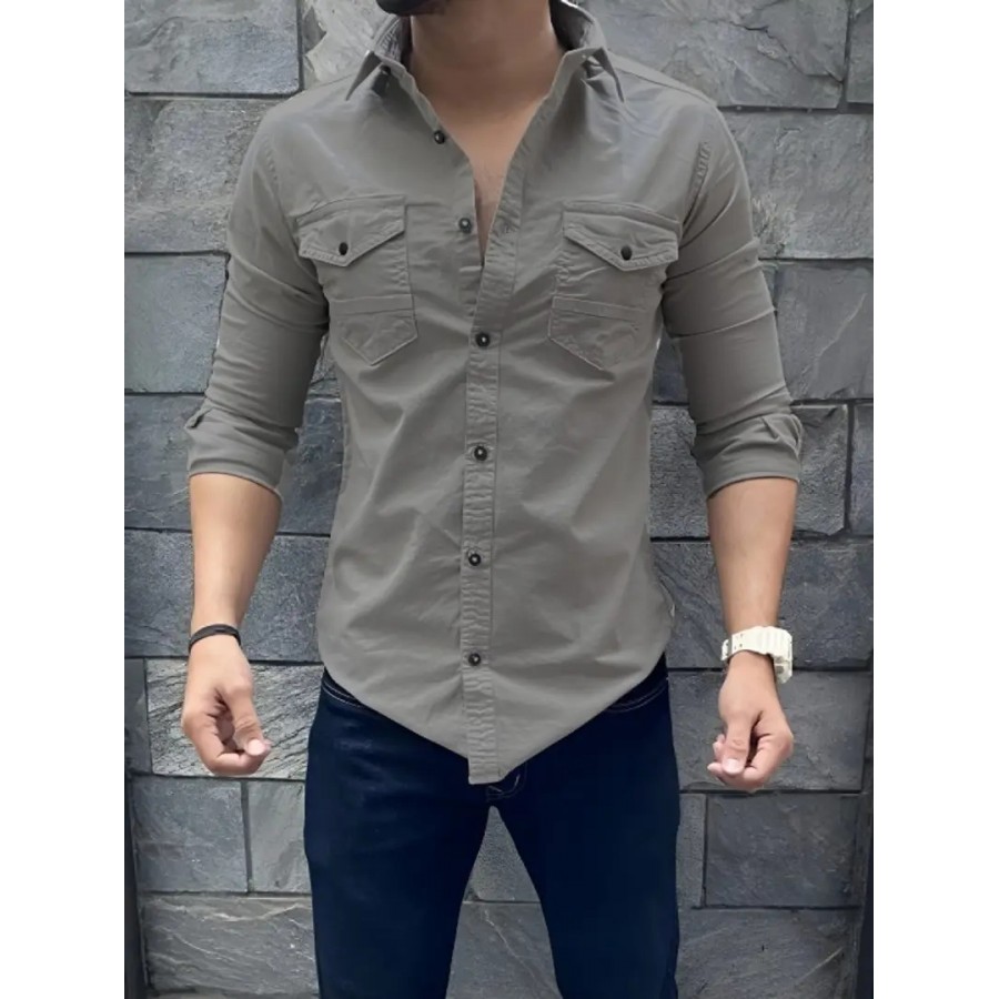 Stylish Cotton Double Pocket Shirts For Men Cargo Shirts