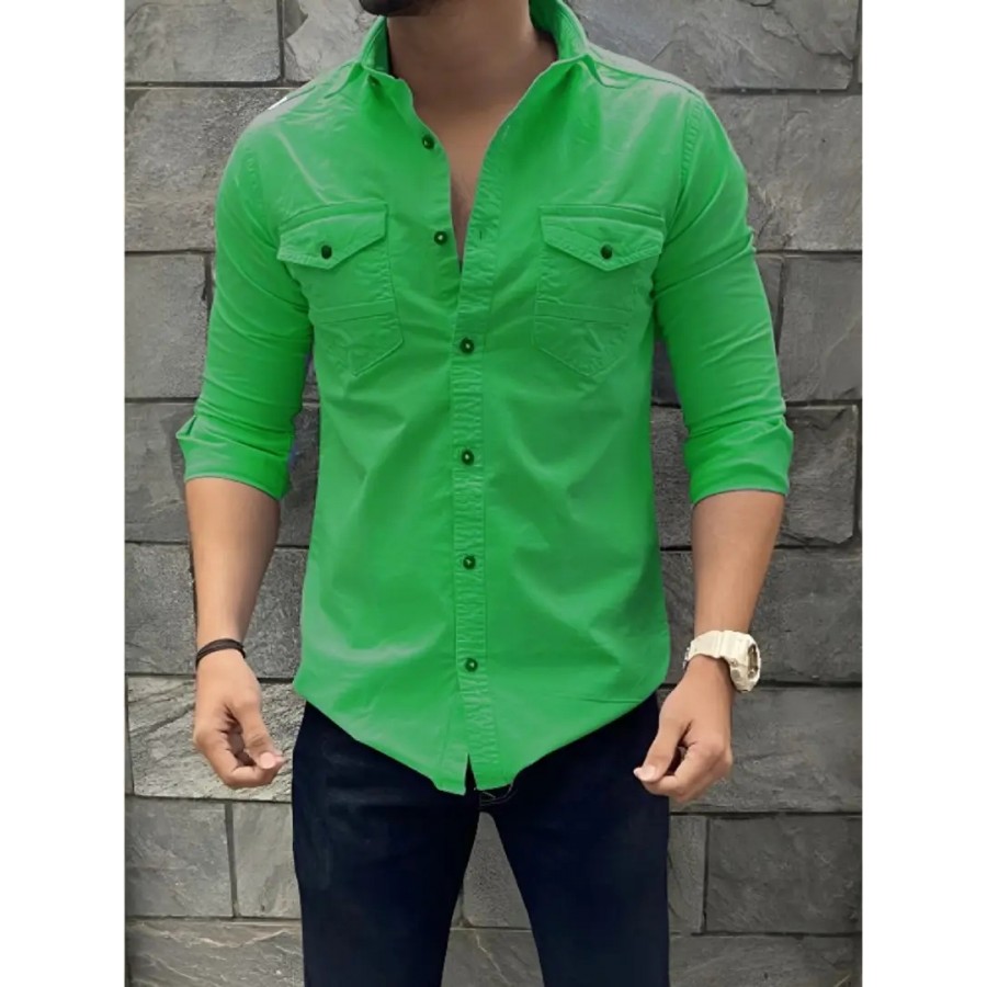 Stylish Cotton Double Pocket Shirts For Men Cargo Shirts