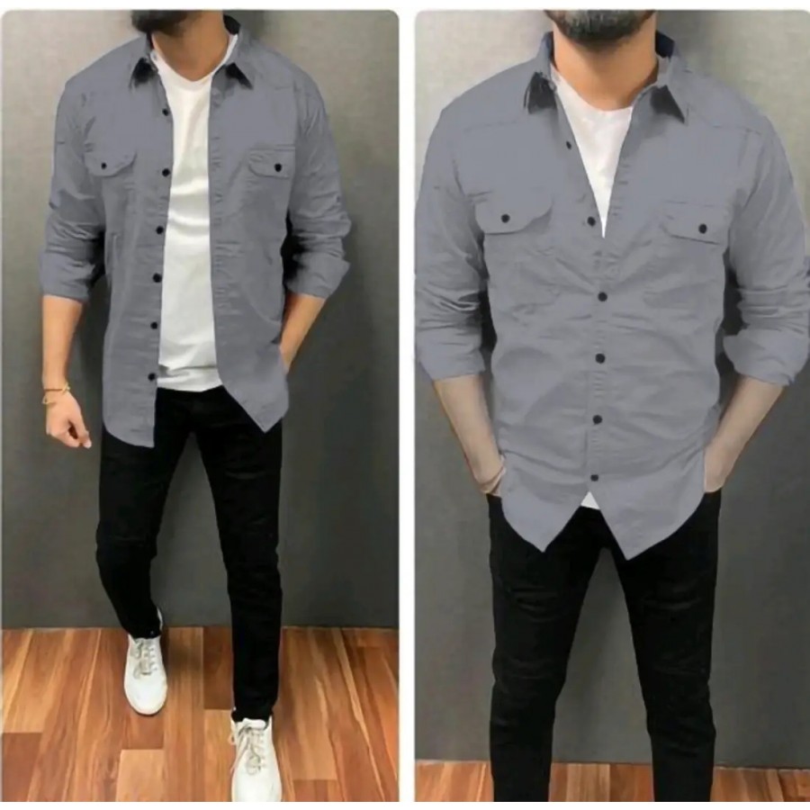 Stylish Cotton Double Pocket Shirts For Men Cargo Shirts