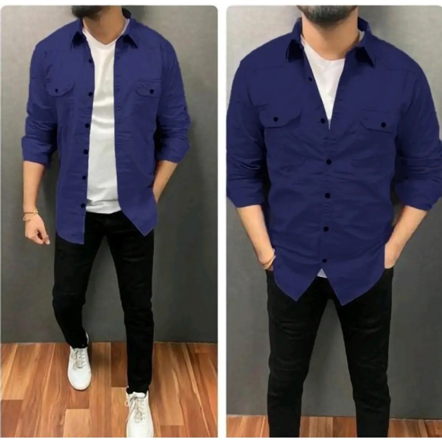 Stylish Cotton Double Pocket Shirts For Men Cargo Shirts