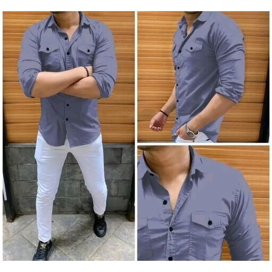 Stylish Cotton Double Pocket Shirts For Men Cargo Shirts