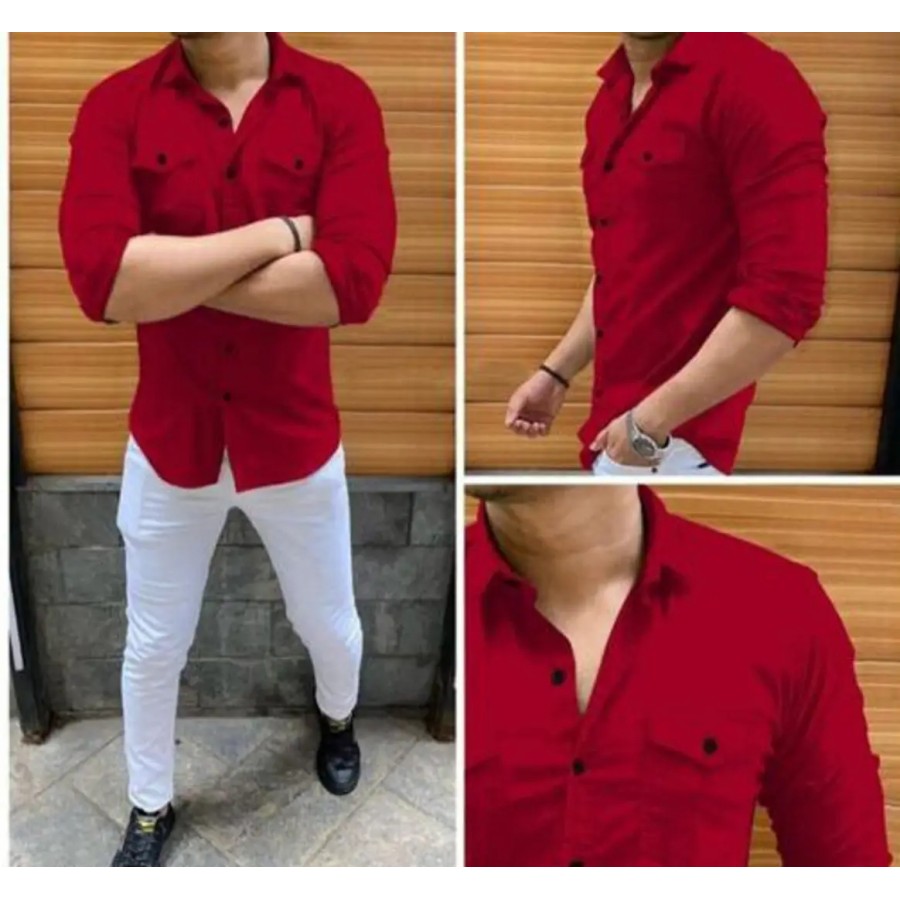 Stylish Cotton Double Pocket Shirts For Men Cargo Shirts