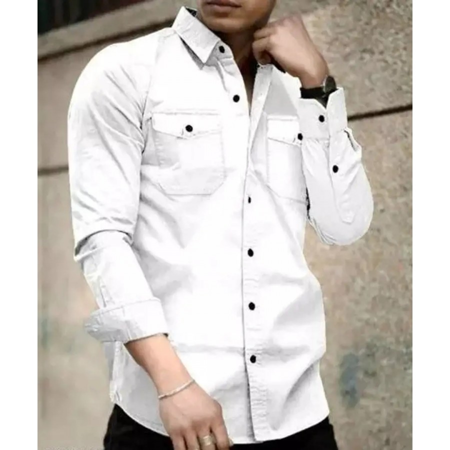 Stylish Cotton Double Pocket Shirts For Men Cargo Shirts