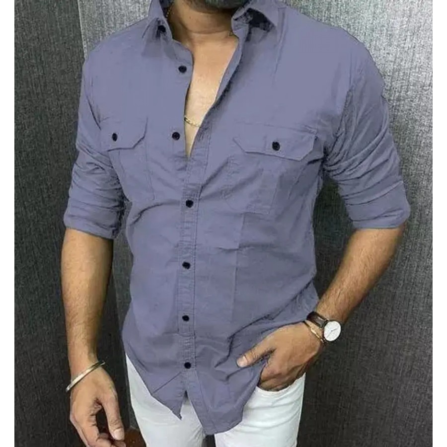 Stylish Cotton Double Pocket Shirts For Men Cargo Shirts