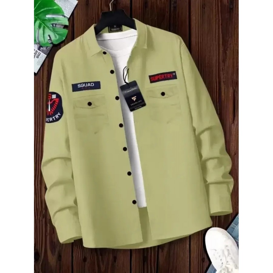 Stylish Green Cotton Long Sleeves Shirts For Men