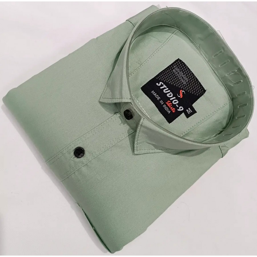 Stylish Green Self Pattern Long Sleeves Shirt For Men