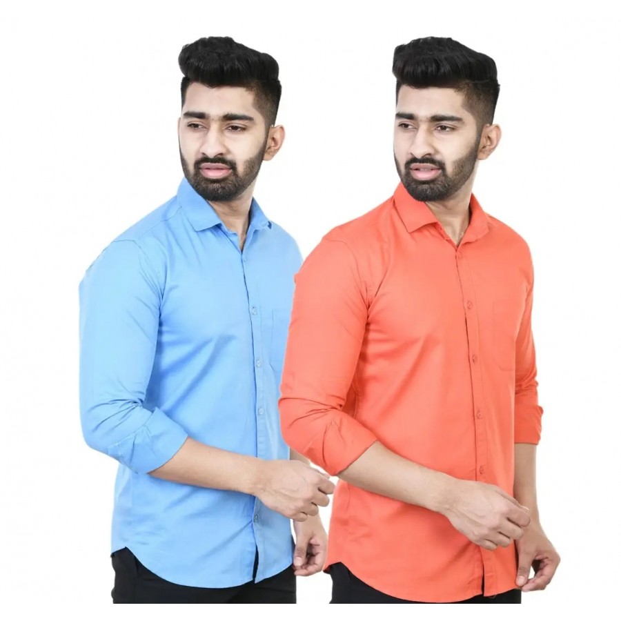 Stylish Men Cotton Regular Fit Casual Shirt Pack of 2