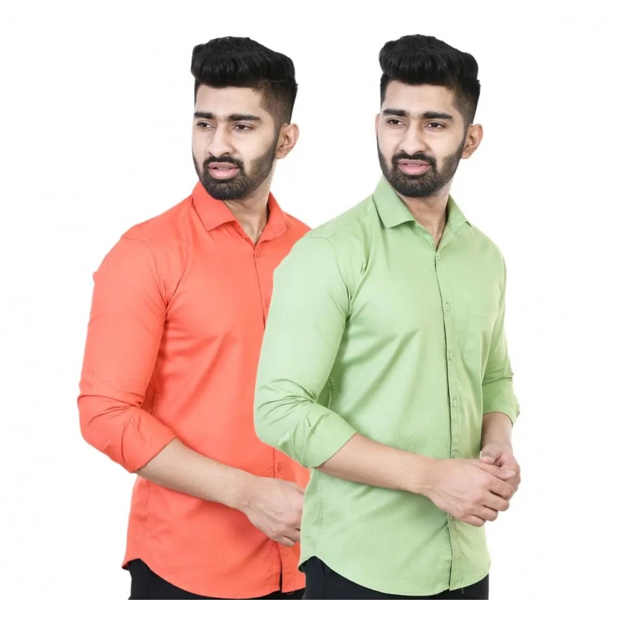 Stylish Men Cotton Regular Fit Casual Shirt Pack of 2