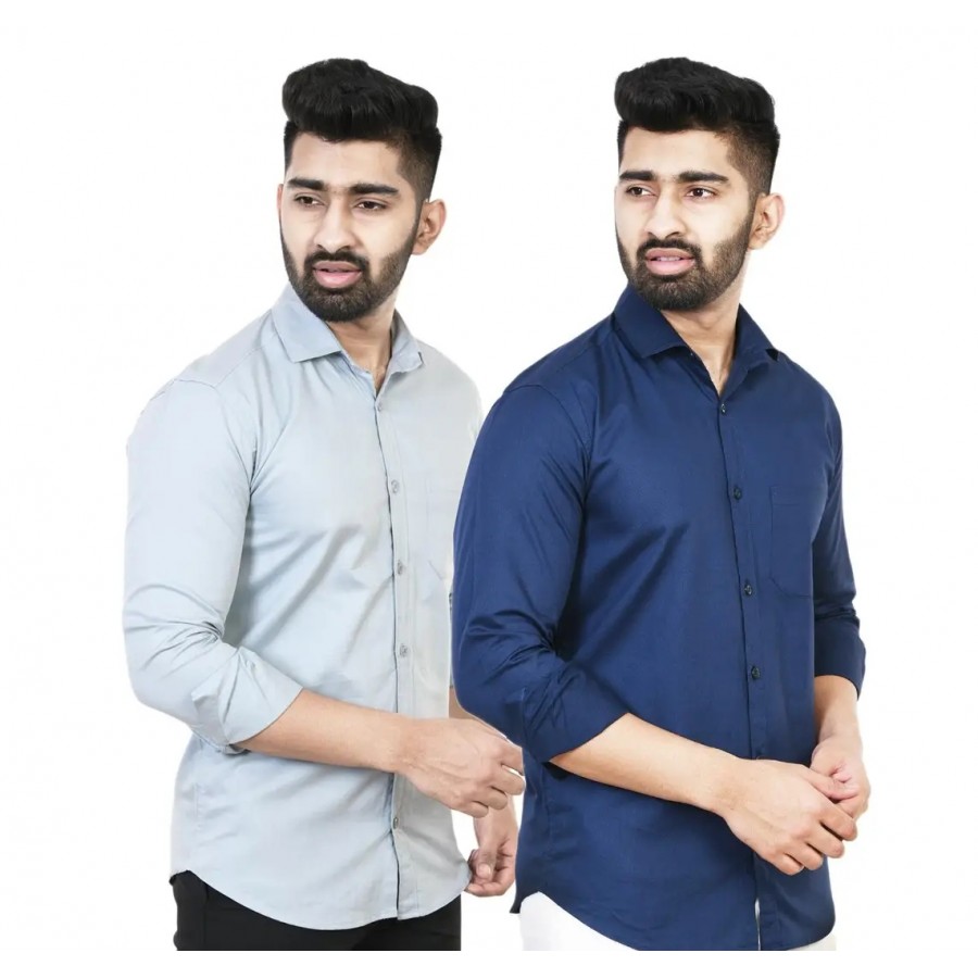 Stylish Men Cotton Regular Fit Casual Shirt Pack of 2