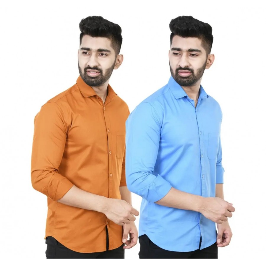 Stylish Men Cotton Regular Fit Casual Shirt Pack of 2