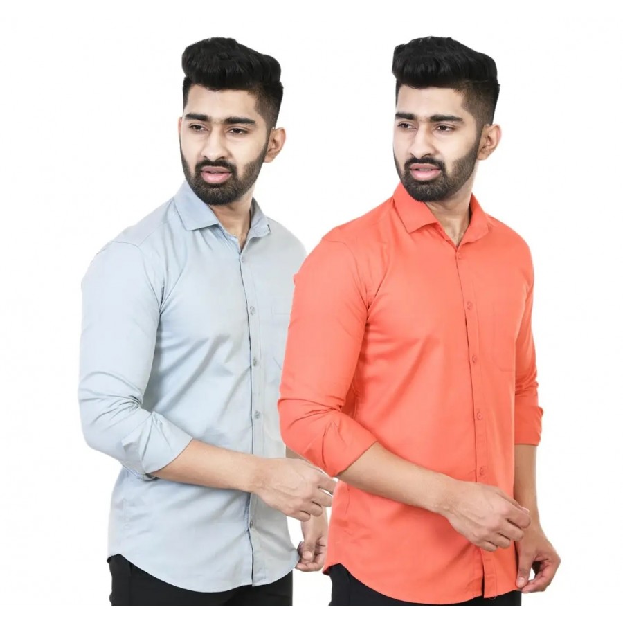 Stylish Men Cotton Regular Fit Casual Shirt Pack of 2