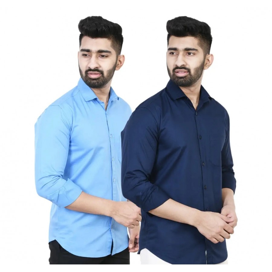 Stylish Men Cotton Regular Fit Casual Shirt Pack of 2