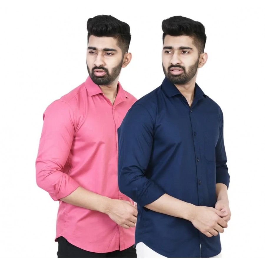 Stylish Men Cotton Regular Fit Casual Shirt Pack of 2