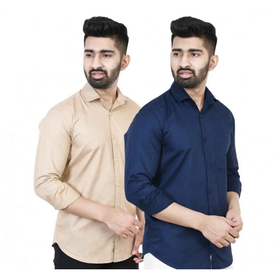 Stylish Men Cotton Regular Fit Casual Shirt Pack of 2